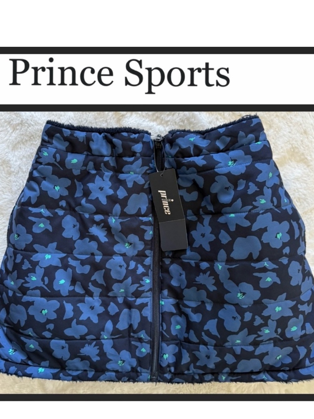 NWT Prince Sports Reversible Quilted Fleece Blue Floral Kids Skirt